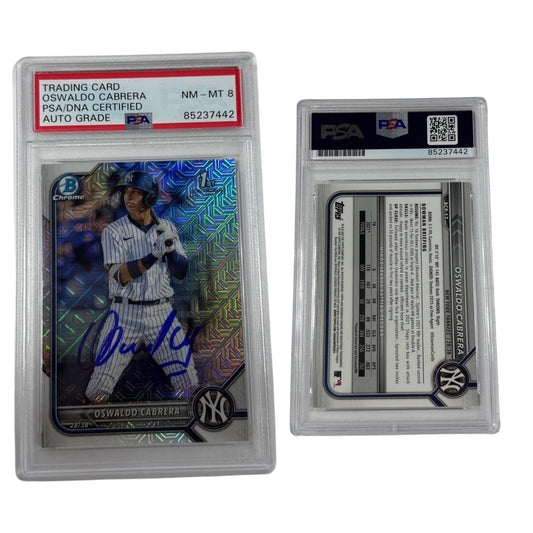 2022 Oswaldo Cabrera Bowman Chrome 1st Auto Mojo #BCP-17 PSA NM-MT 8 Auto