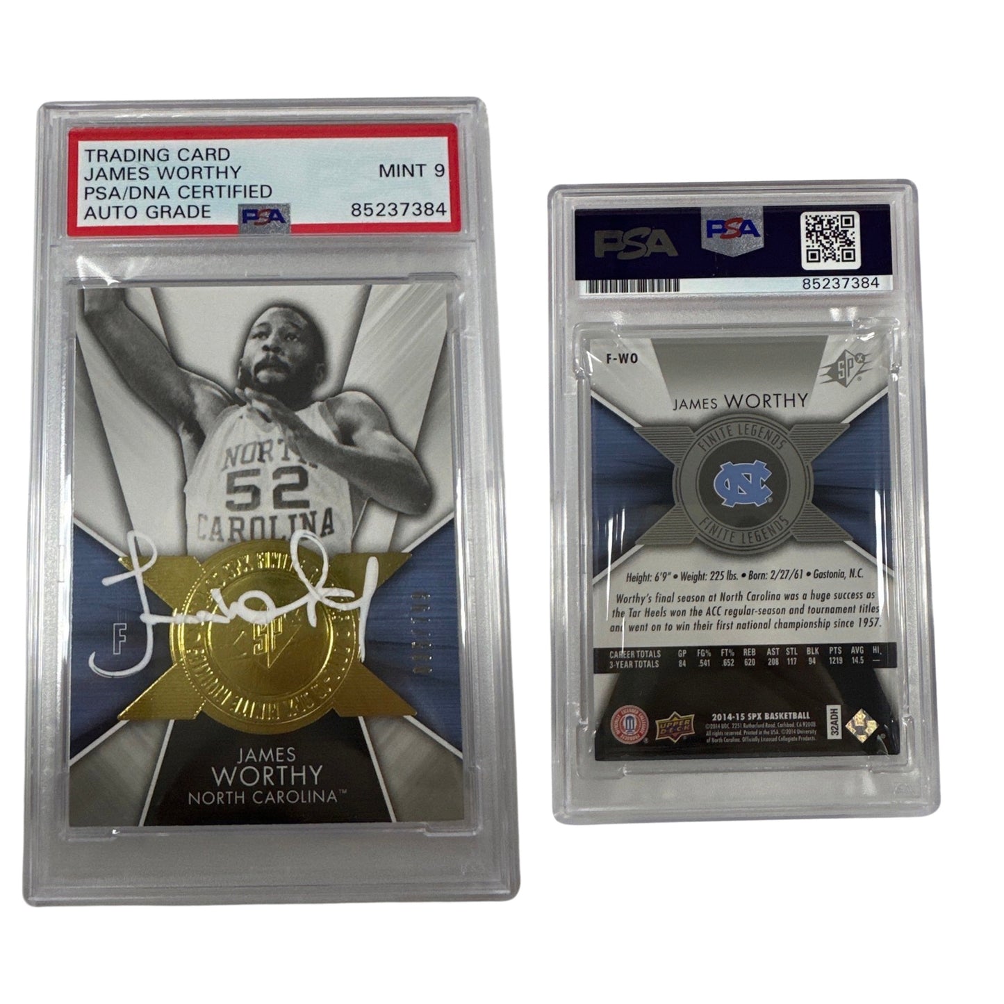 2014-15 James Worthy Autographed Upper Deck SPX Finite Rookies /799 #F-WO PSA MINT 9 Auto