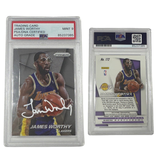 2014-15 James Worthy Autographed Panini Prizm #172 PSA MINT 9 Auto