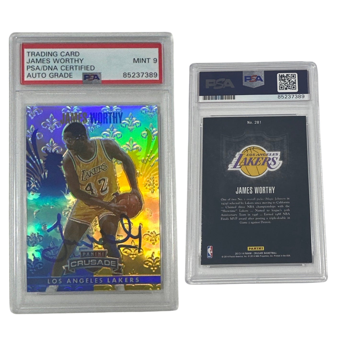 2013-14 James Worthy Autographed Panini Crusade #281 PSA MINT 9 Auto