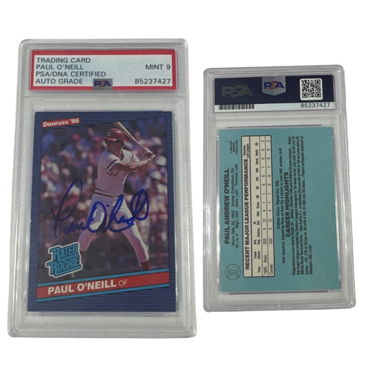 1986 Paul O'Neill Autographed Donruss Rated Rookie #37 PSA MINT 9 Auto