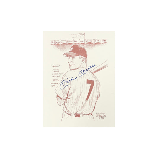 Mickey Mantle Autographed New York Yankees Vertical 9x11 Print JSA