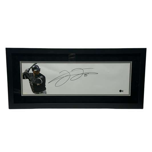 Frank Thomas Autographed Chicago White Sox Framed Black Mat 8x26 Photo Beckett BAS
