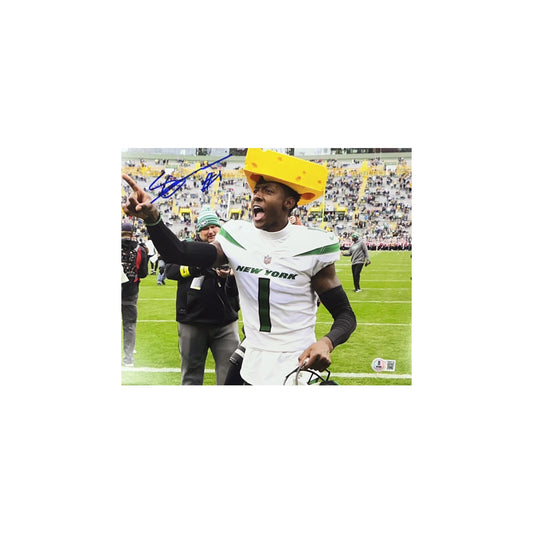 Sauce Gardner Autographed New York Jets Cheese Head 11x14 Beckett