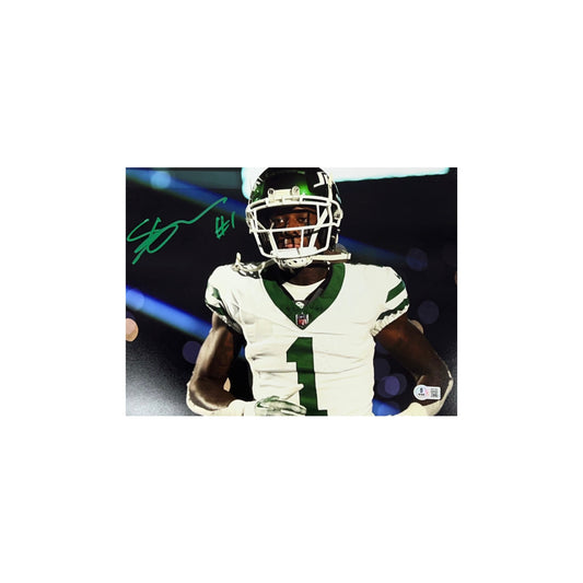 Sauce Gardner Autographed New York Jets Close Up 11x14 Beckett