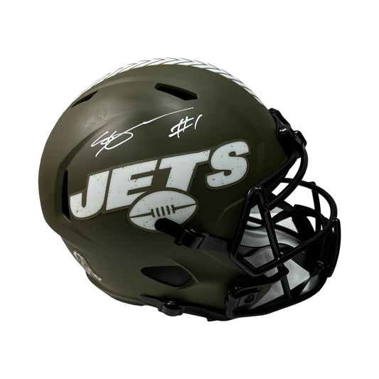 Sauce Gardner Autographed New York Jets Salute to Service Replica Helmet Beckett