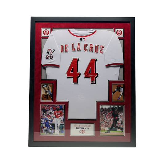 Elly De La Cruz Autographed Cincinnati Reds White Nike Jersey With Patch Beckett - Framed