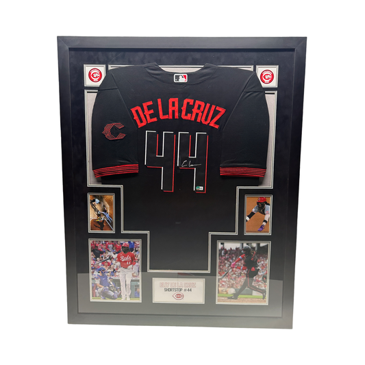 Elly De La Cruz Autographed Cincinnati Reds Black Nike Jersey Beckett - Framed