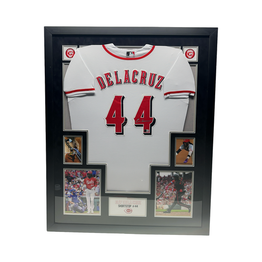 Elly De La Cruz Autographed Cincinnati Reds White Nike Jersey Beckett - Framed