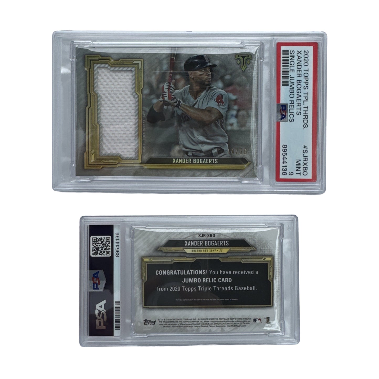 2020 Xander Bogaerts Topps Triple Threads Single Jumbo Relic /36 #SJRXBO PSA MINT 9