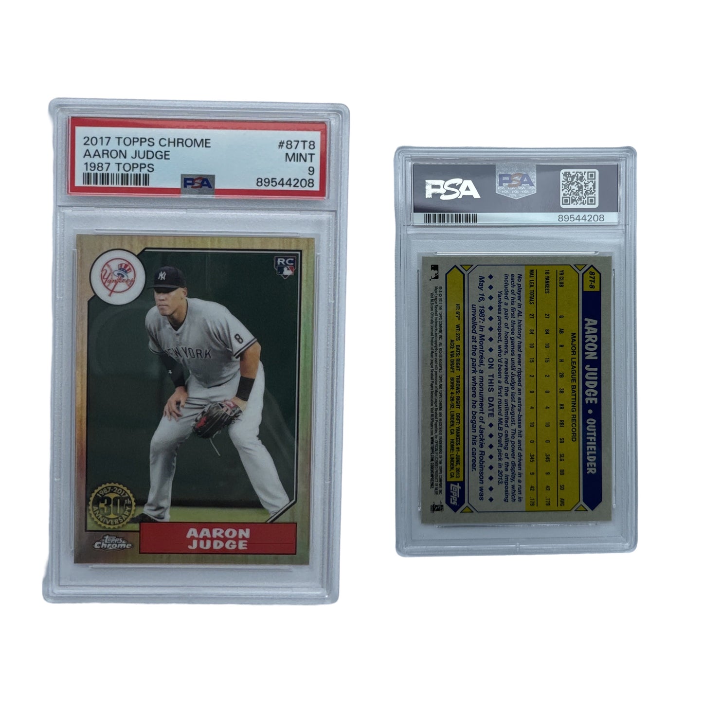 2017 Aaron Judge Topps Chrome 1987 Topps RC #87T8 PSA MINT 9