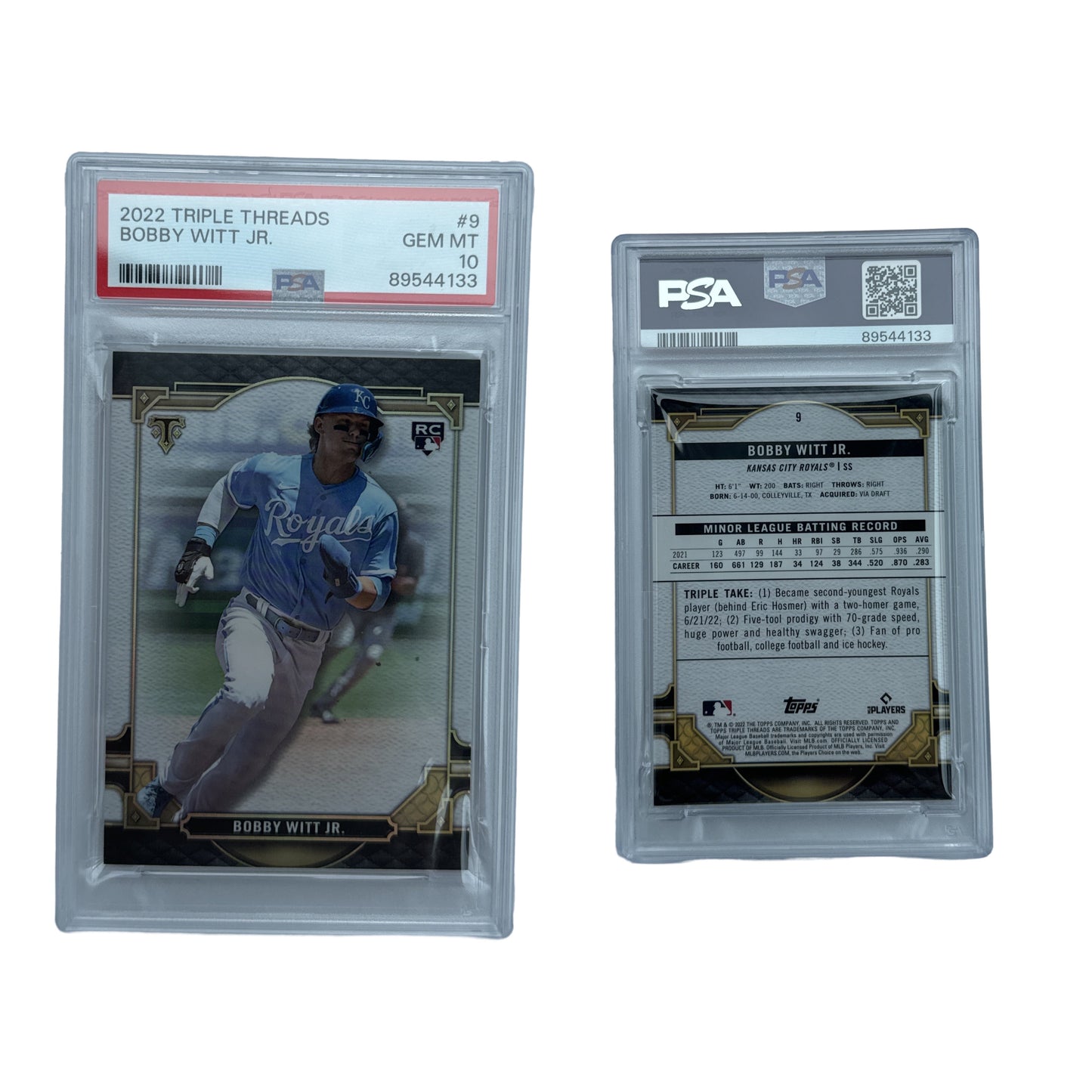 2022 Bobby Witt Jr Topps Triple Threads #9 PSA GEM MT 10