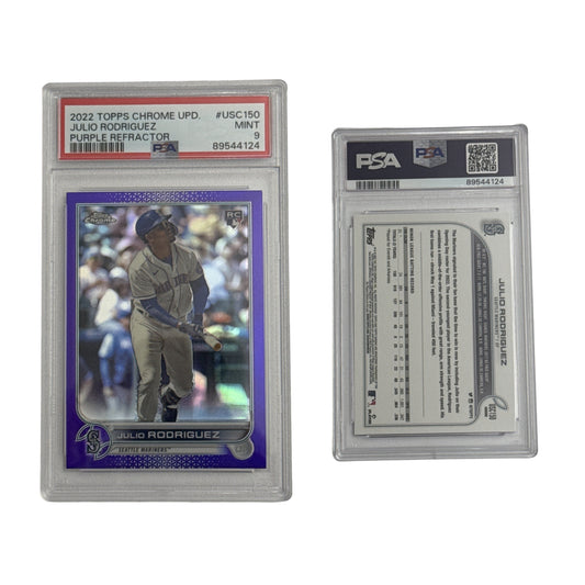 2022 Julio Rodriguez Topps Chrome Update Purple Refractor #USC150 PSA MINT 9