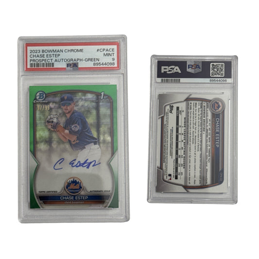 2023 Chase Estep Bowman Chrome Prospect Autograph Green /99 #CPACE PSA MINT 9