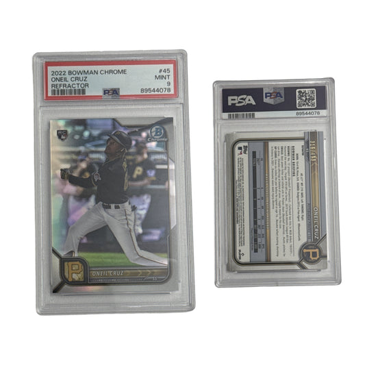 2022 Oneill Cruz Bowman Chrome Refractor #45 PSA MINT 9