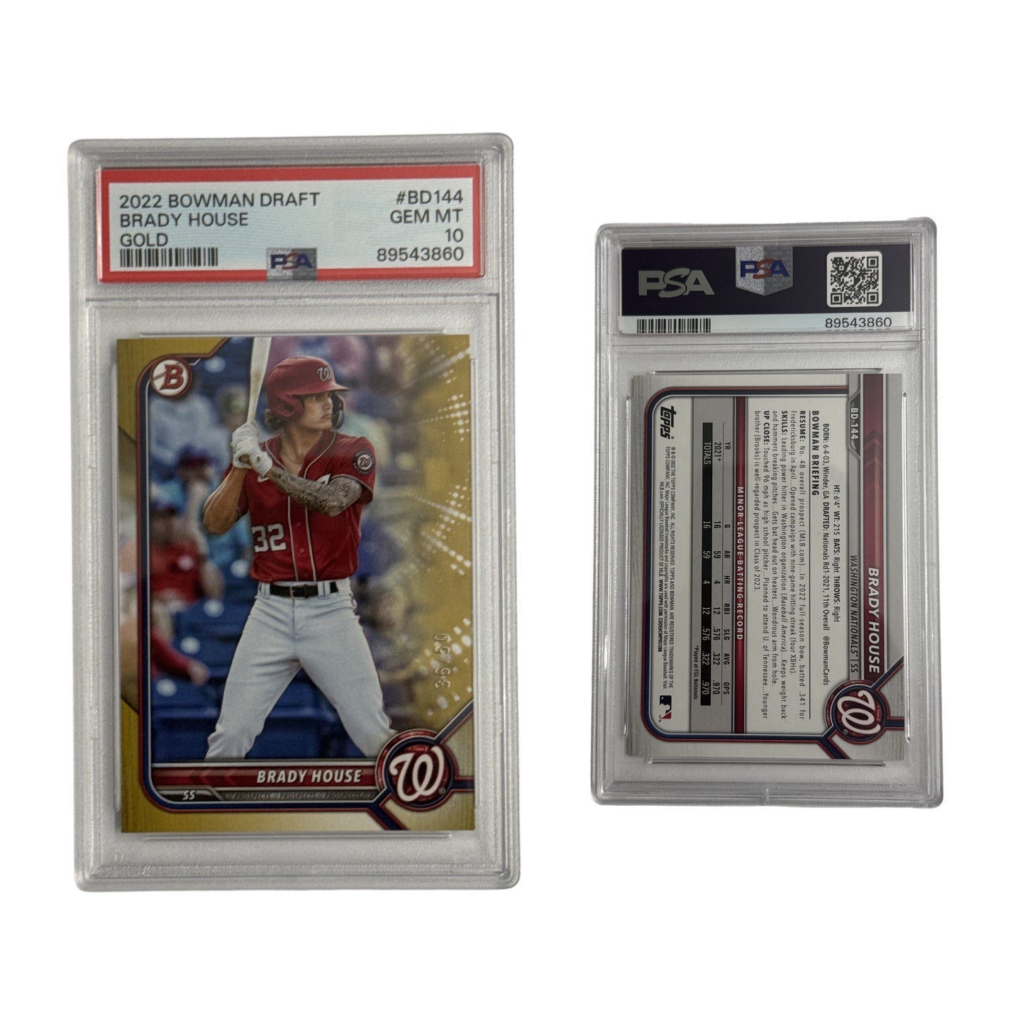 2022 Brady House Bowman Draft Gold #BD144 /50 PSA GEM MT 10