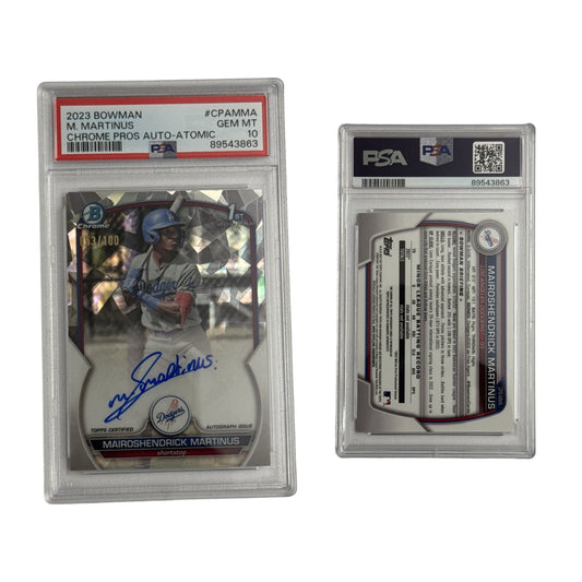 2023 Mairoshendrick Martinus Bowman Chrome Prospects Autograph Atomic /100 #CPAMMA PSA GEM MT 10