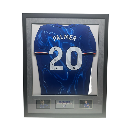 Cole Palmer Autographed Manchester City Dark Blue Jersey Framed Beckett