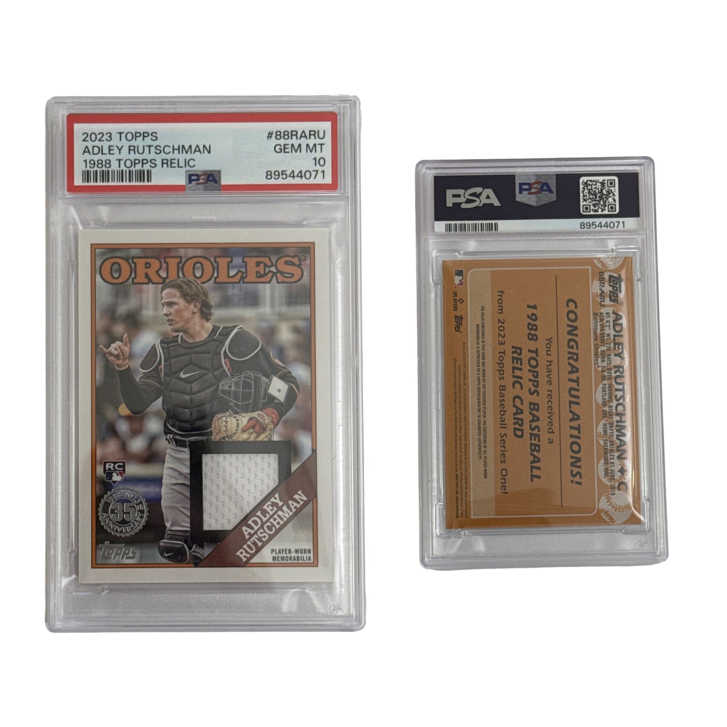 2023 Adley Rutschman Topps 1988 Topps Relic #88RARU PSA GEM MT 10