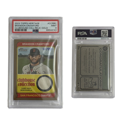 2023 Brandon Crawford Topps Heritage Clubhouse Collection Relic Gold /99 #CCRBC PSA MINT 9