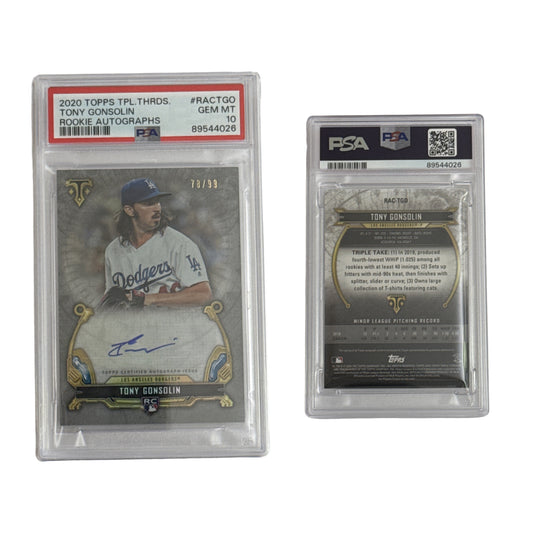 2020 Tony Gonsolin Topps Triple Threads Rookie Autographs /99 #RACTGO PSA GEM MT 10