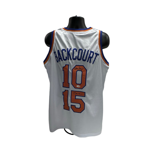 Walt Clyde Frazier & earl Monroe Autographed New York Knicks White Jersey JSA COA