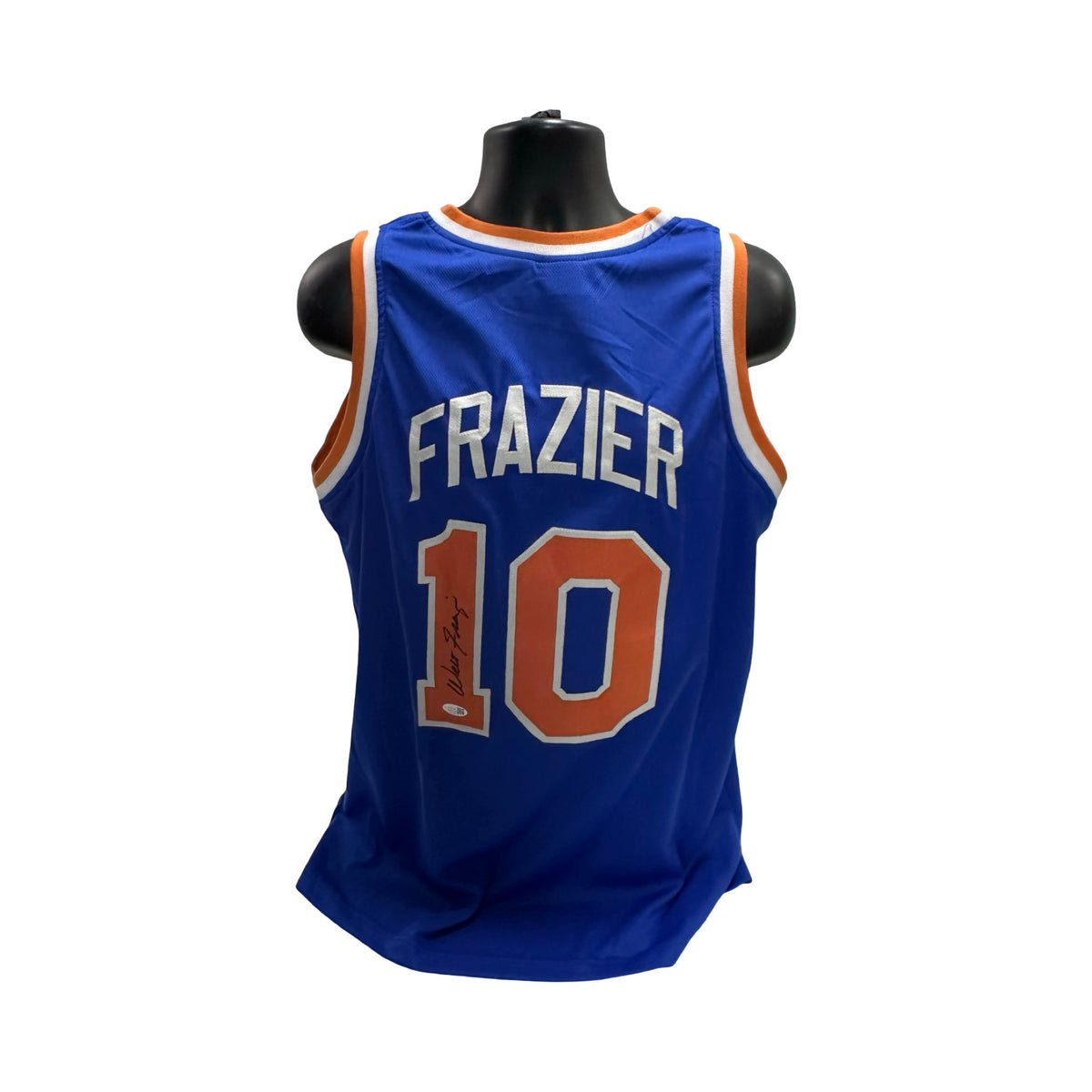 Walt Clyde Frazier Autographed New York Knicks Blue Jersey JSA COA