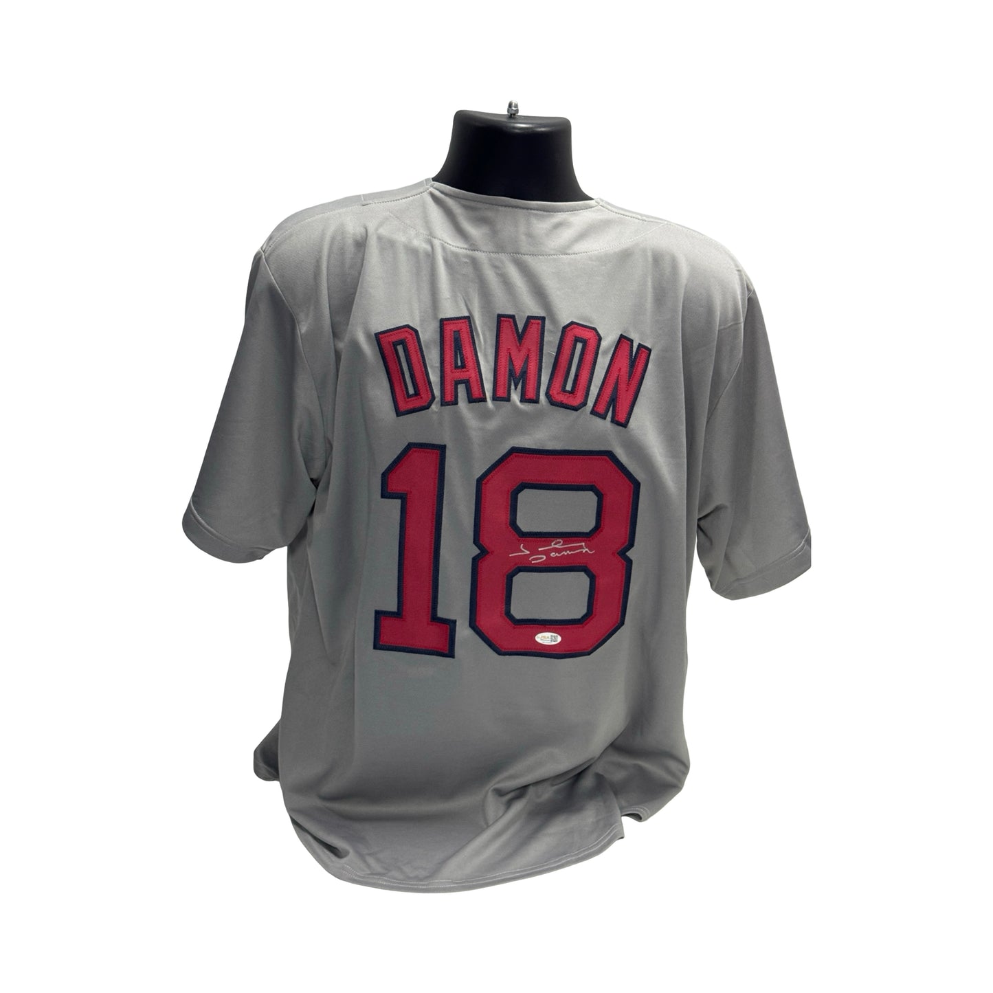 Johnny Damon Autographed Boston Red Sox Grey Jersey JSA