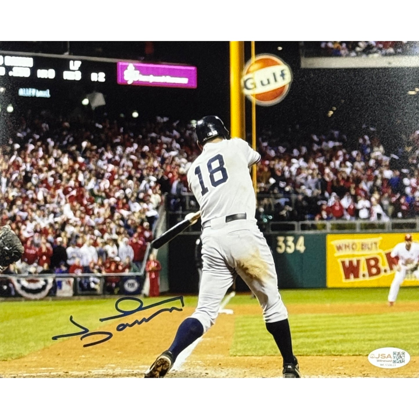 Johnny Damon New York Yankees Hitting 8x10 JSA