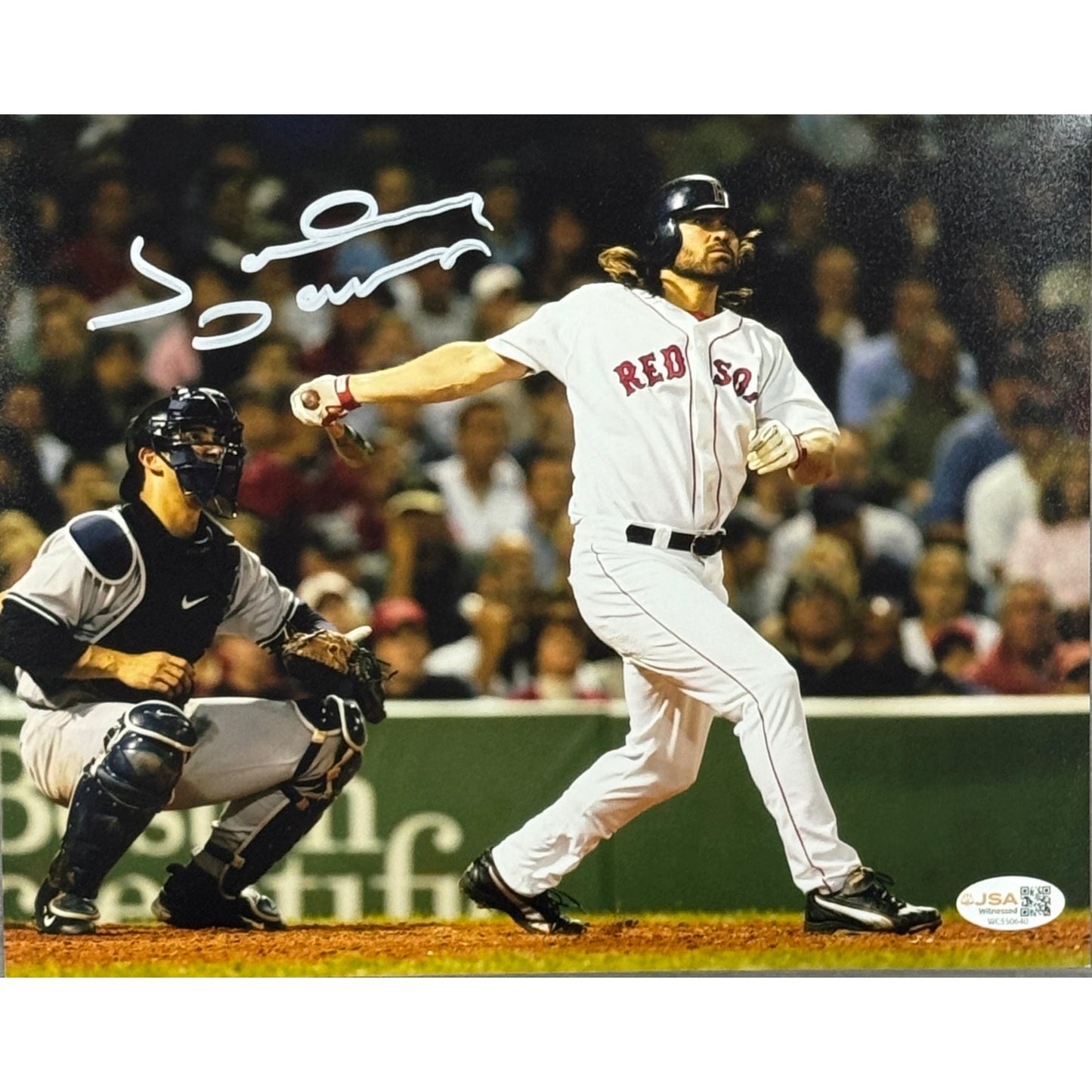 Johnny Damon Boston Red Sox Home Run 8x10 JSA
