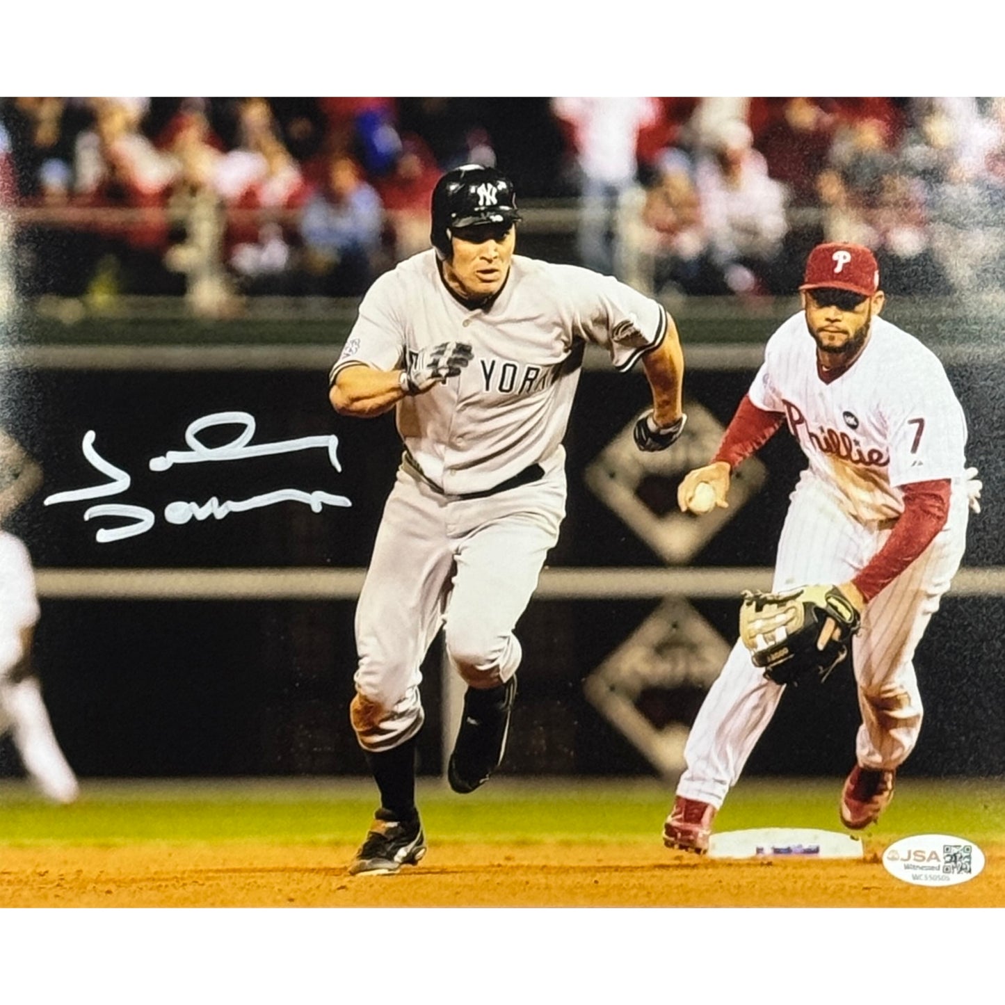 Johnny Damon New York Yankees Running 8x10 JSA