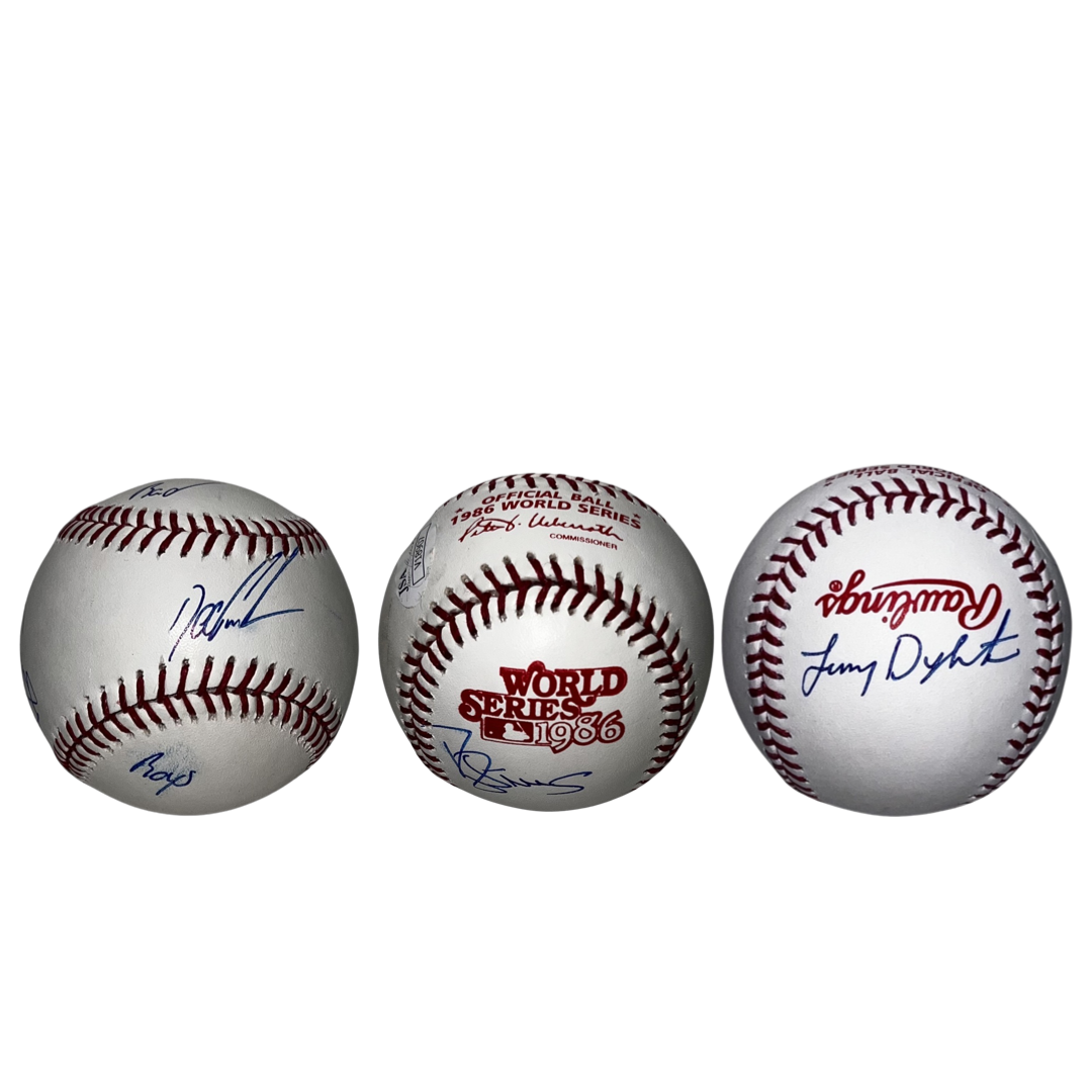 Bad Boys: Doc Gooden, Darryl Strawberry, & Lenny Dykstra Autographed New York Mets 1986 World Series Logo Ball "Bad Boys" Inscription JSA