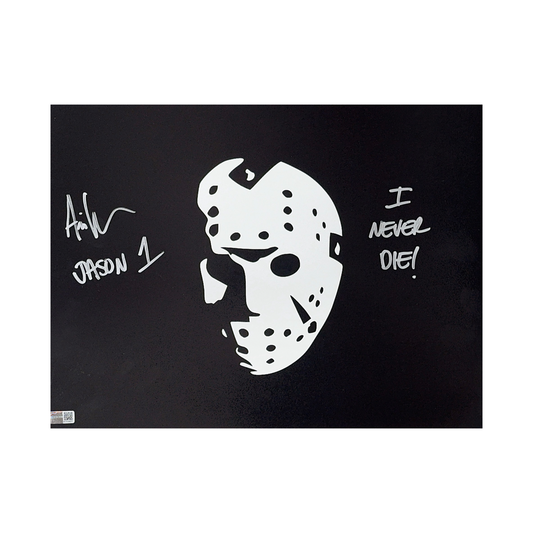 Ari Lehman Autographed Friday The 13th Jason Black Out 11x14 "I Never Die! Jason 1" Inscription Steiner CX