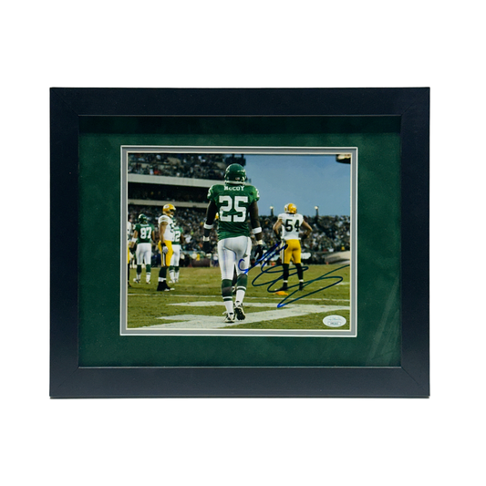 Lesean McCoy Autographed Philadelphia Eagles Horizontal Back Number 8x10 JSA - Framed