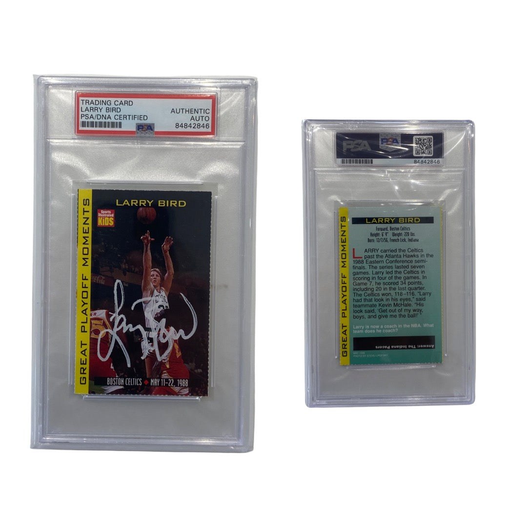 1998 Larry Bird Autographed Sports Illustrated Kids Great Playoff Moments PSA Auto Authentic