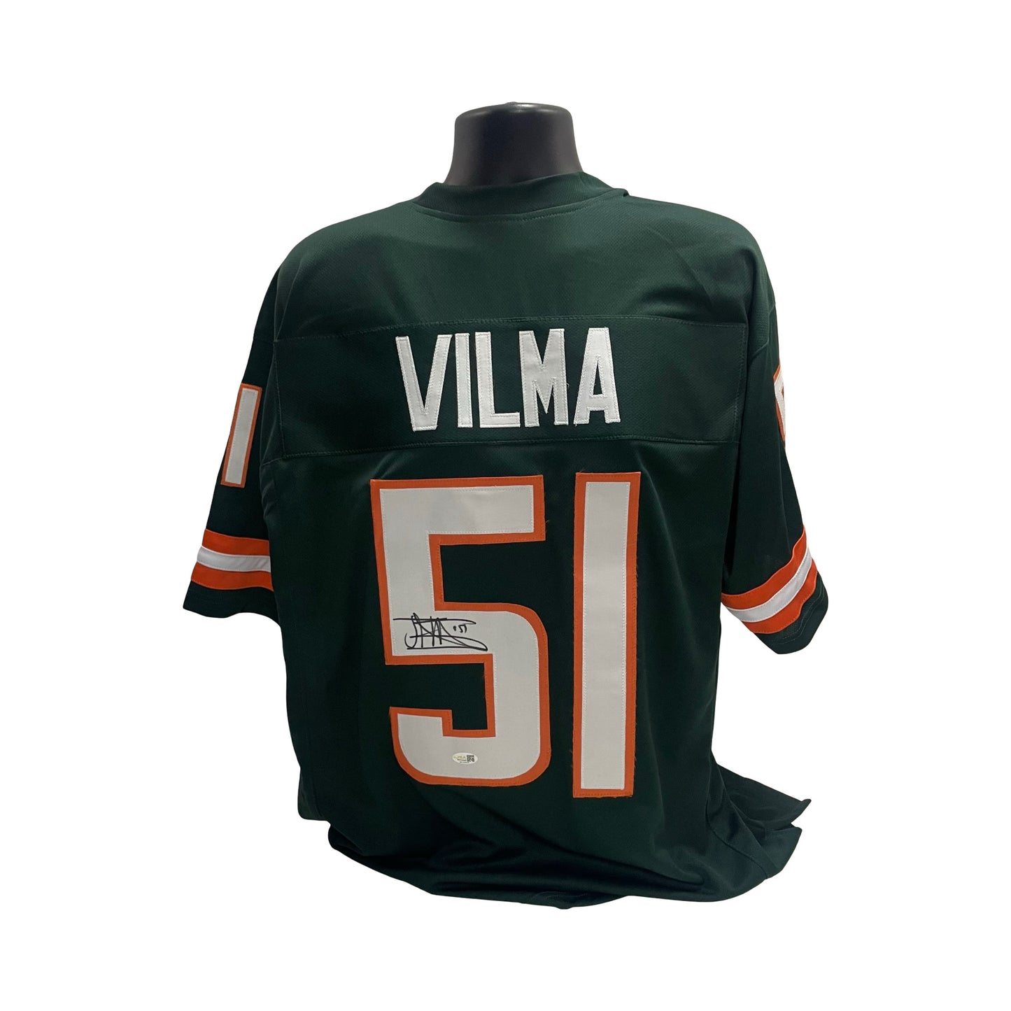 Jonathan Vilma Green Miami Hurricanes Autographed Jersey JSA