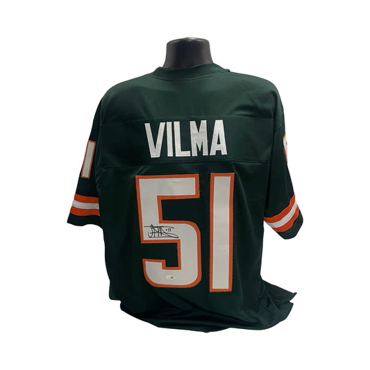 Jonathan Vilma Green Miami Hurricanes Autographed Jersey JSA