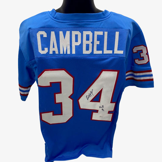 Earl Campbell Autographed Houston Oilers Blue Jersey JSA