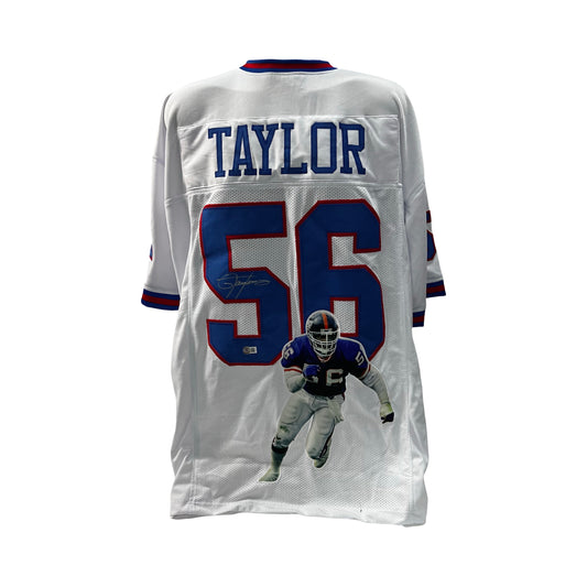 Lawrence Taylor Autographed New York Giants White Art Jersey Beckett