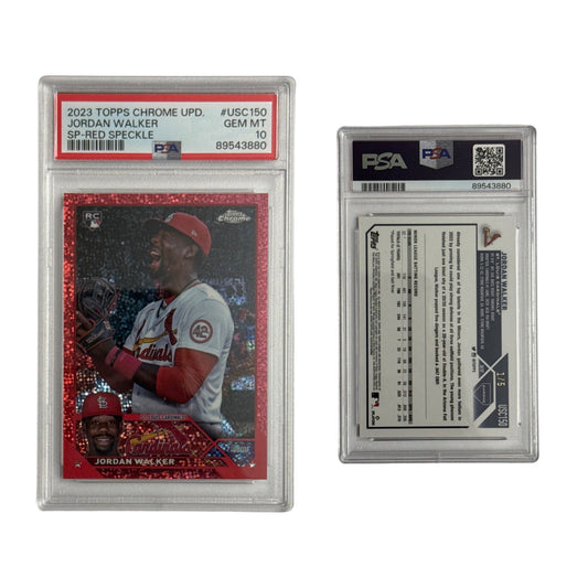 2023 Jordan Walker Topps Chrome Update SP Red Speck /5 #USC150 PSA GEM MT 10
