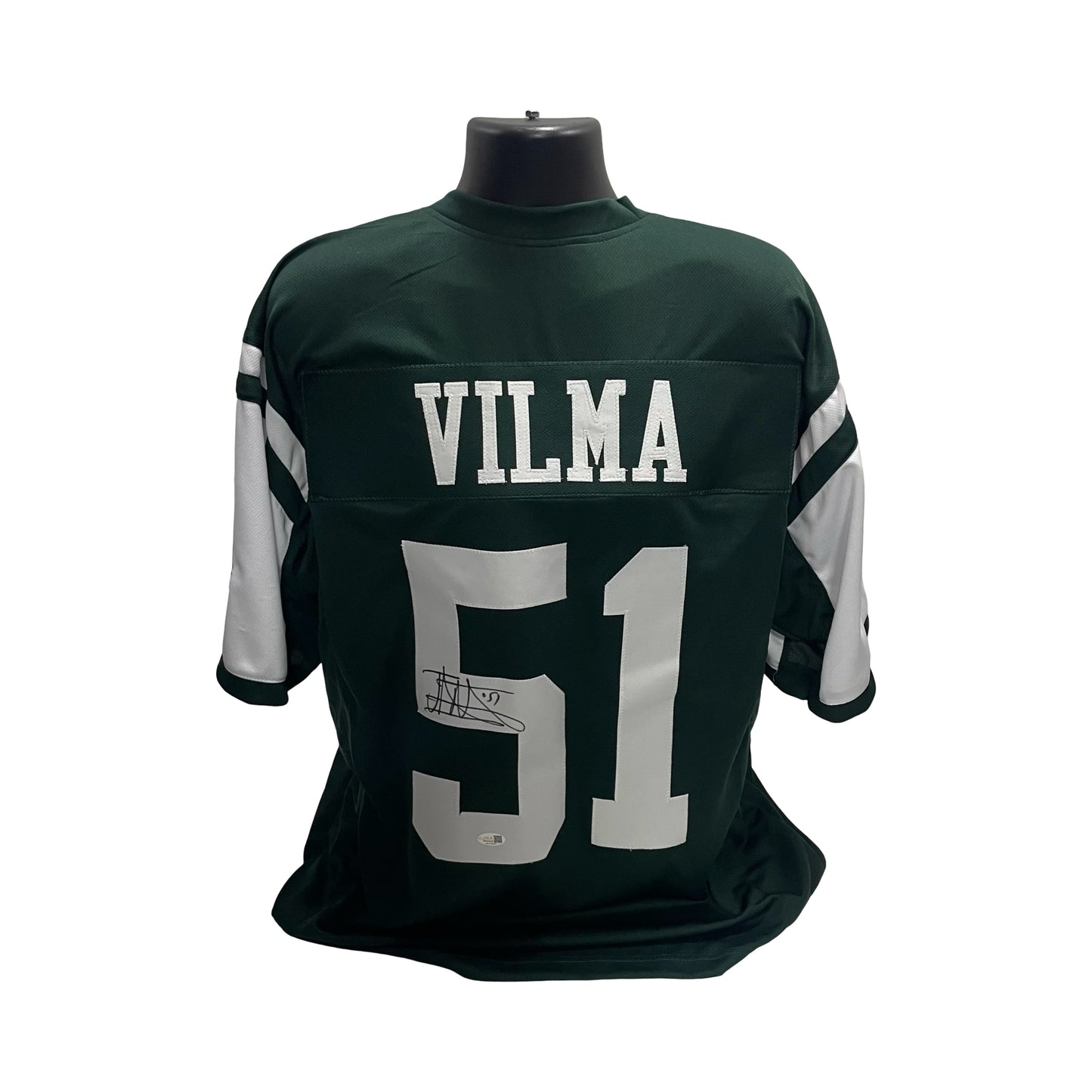 Jonathan Vilma Autographed New York Jets Green Jersey JSA