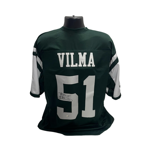 Jonathan Vilma Autographed New York Jets Green Jersey JSA
