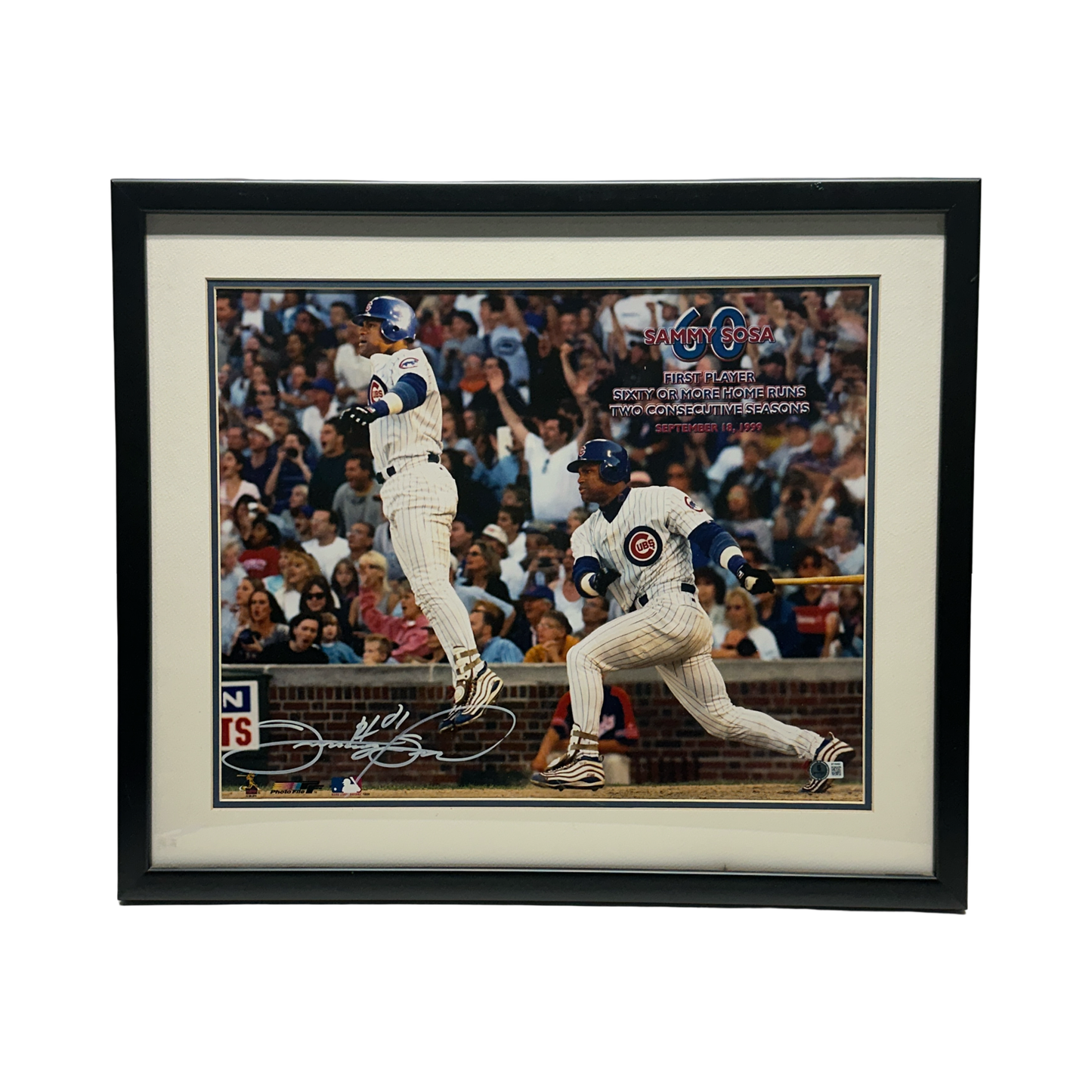 Sammy Sosa Autographed Chicago Cubs September 18th 1999 16x20 Photo Beckett BAS - Framed