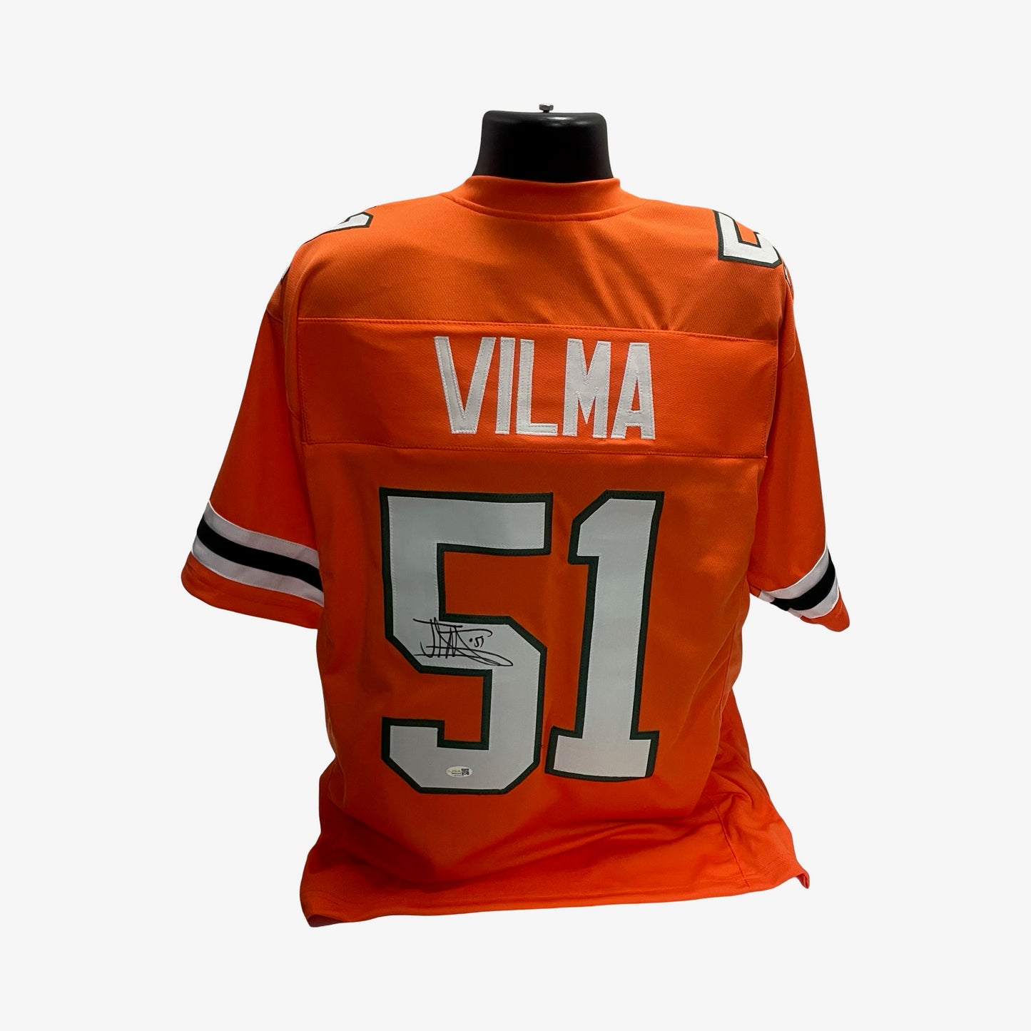 Jonathan Vilma Orange Miami Hurricanes Autographed Jersey JSA