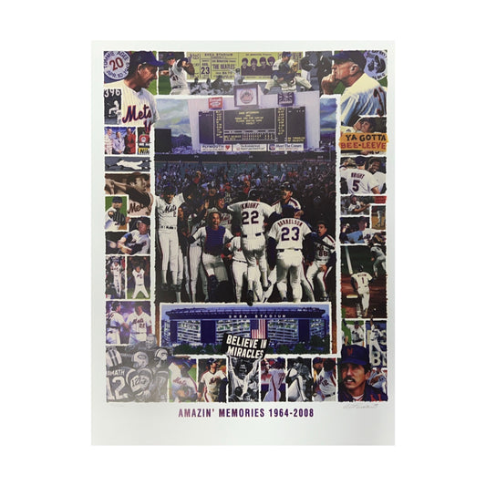 New York Mets Amazin’ Memories Lithograph/2008 Shea Stadium Poster 16x20