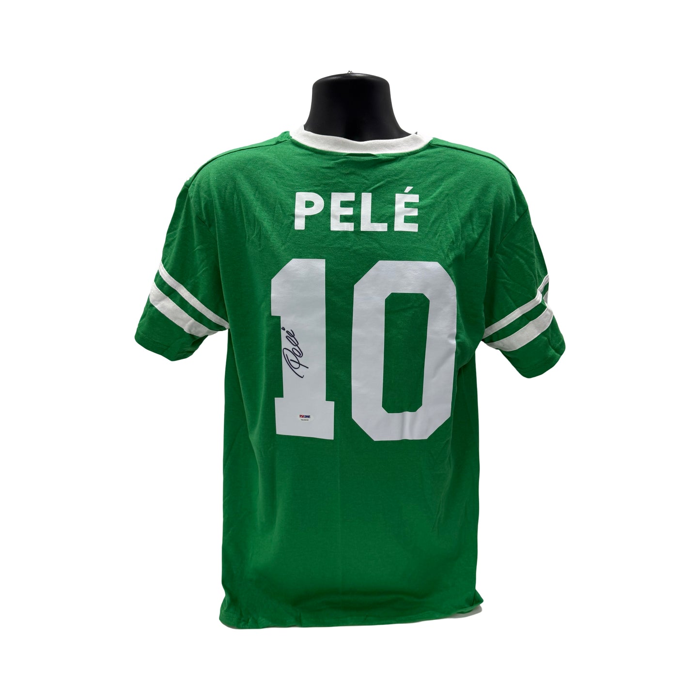 Pele Autographed Brazil National Team Green Jersey PSA