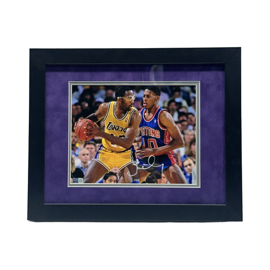 James Worthy Autographed Los Angeles Lakers vs Dennis Rodman 8x10 Steiner CX - Framed