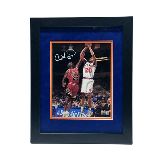 Allan Houston Autographed New York Knicks Jumpshot vs Jordan 8x10 Steiner CX - Framed