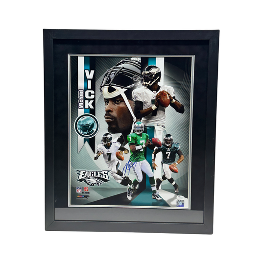 Michael Vick Autographed Philadelphia Eagles Collage 16x20 JSA - Framed