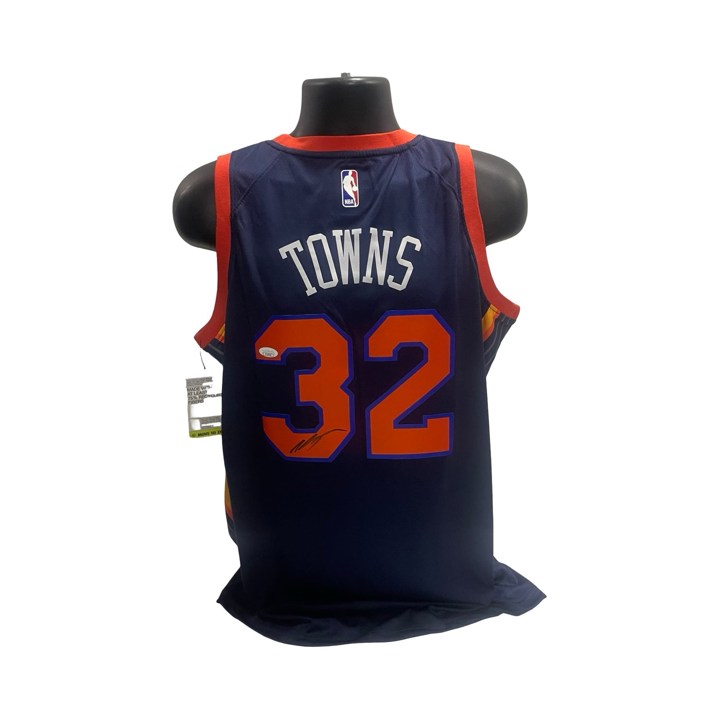Karl Anthony Towns Autographed New York Knicks Navy Jersey JSA